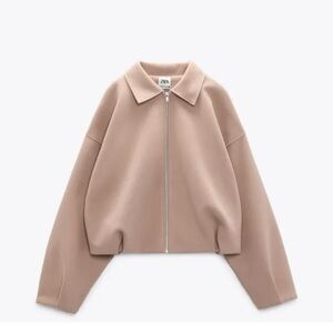 Zara pleated zip wool bomber